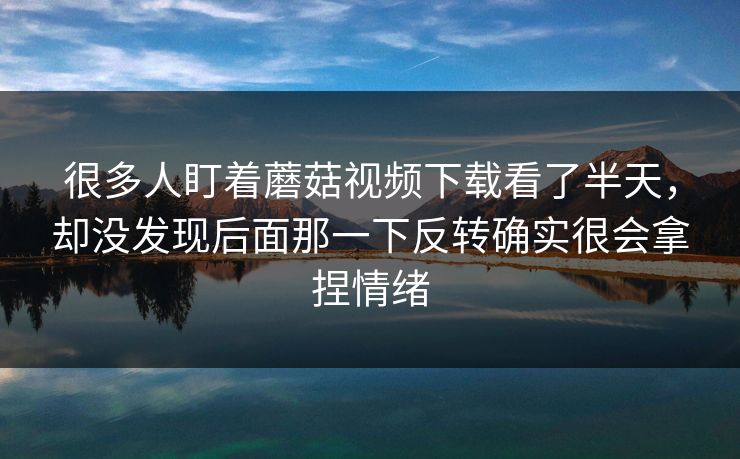 很多人盯着蘑菇视频下载看了半天,却没发现后面那一下反转确实很会拿捏情绪 很多人盯着蘑菇视频下载看了半天,却没发现后面那一下反转确实很会拿捏情绪