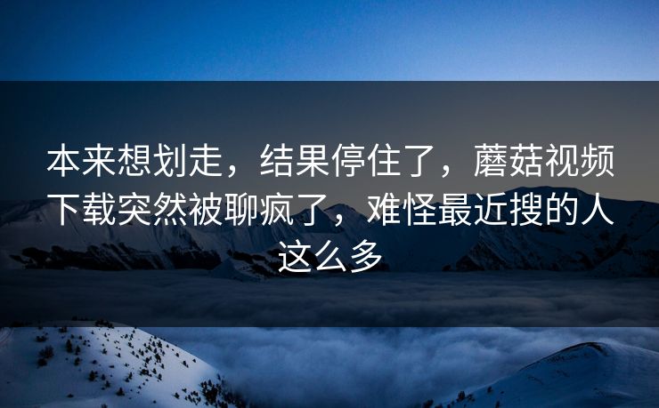 本来想划走,结果停住了,蘑菇视频下载突然被聊疯了,难怪最近搜的人这么多 本来想划走,结果停住了,蘑菇视频下载突然被聊疯了,难怪最近搜的人这么多