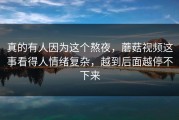 真的有人因为这个熬夜，蘑菇视频这事看得人情绪复杂，越到后面越停不下来