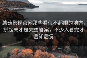 蘑菇影视官网那些看似不起眼的地方，拼起来才是完整答案，不少人看完才后知后觉