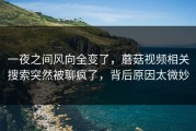一夜之间风向全变了，蘑菇视频相关搜索突然被聊疯了，背后原因太微妙