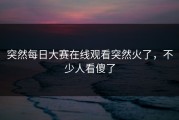 突然每日大赛在线观看突然火了，不少人看傻了