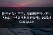 刚开始我也不信，蘑菇短视频让不少人破防，结果比想象更夸张，越看越觉得有猫腻