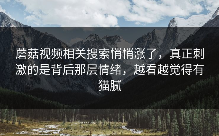 蘑菇视频相关搜索悄悄涨了，真正刺激的是背后那层情绪，越看越觉得有猫腻
