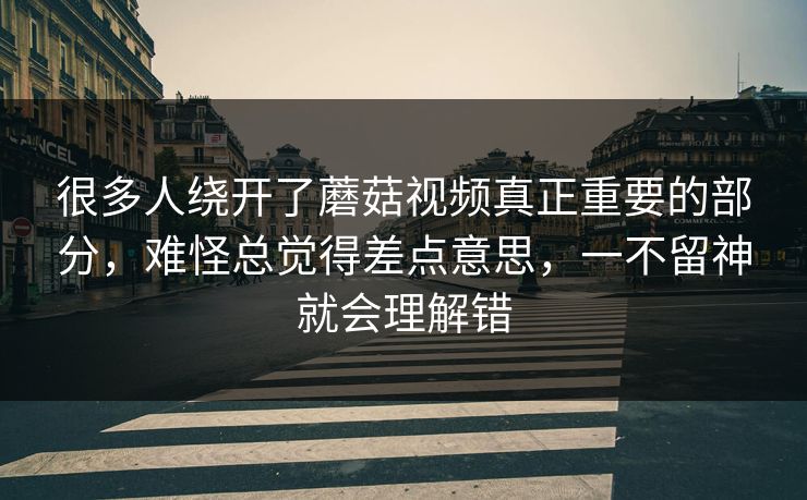 很多人绕开了蘑菇视频真正重要的部分，难怪总觉得差点意思，一不留神就会理解错
