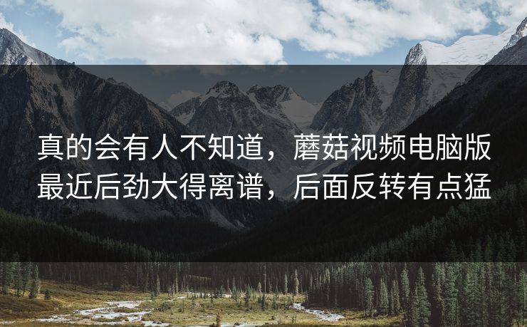 真的会有人不知道，蘑菇视频电脑版最近后劲大得离谱，后面反转有点猛