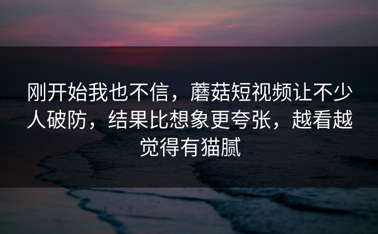 刚开始我也不信，蘑菇短视频让不少人破防，结果比想象更夸张，越看越觉得有猫腻