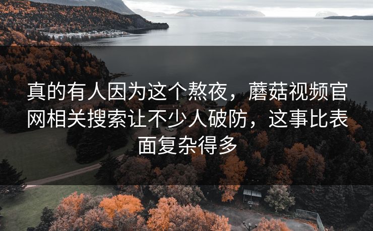 真的有人因为这个熬夜,蘑菇视频官网相关搜索让不少人破防,这事比表面复杂得多 真的有人因为这个熬夜,蘑菇视频官网相关搜索让不少人破防,这事比表面复杂得多