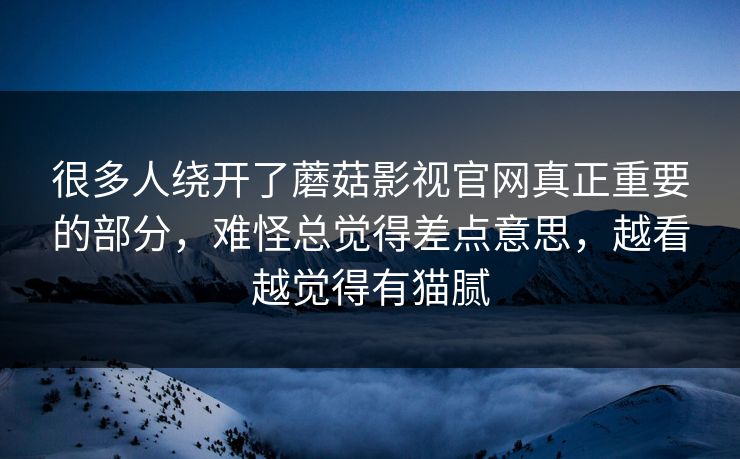 很多人绕开了蘑菇影视官网真正重要的部分，难怪总觉得差点意思，越看越觉得有猫腻