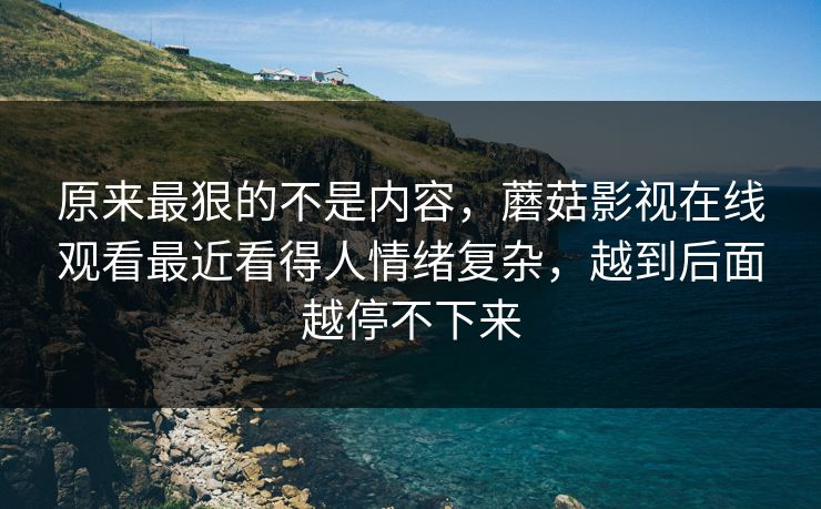 原来最狠的不是内容，蘑菇影视在线观看最近看得人情绪复杂，越到后面越停不下来