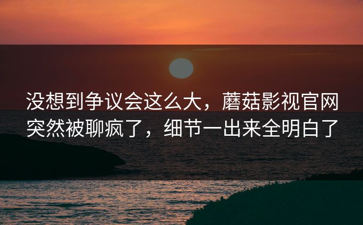 没想到争议会这么大，蘑菇影视官网突然被聊疯了，细节一出来全明白了