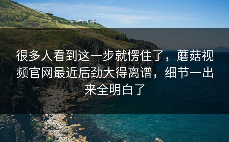 很多人看到这一步就愣住了,蘑菇视频官网最近后劲大得离谱,细节一出来全明白了 很多人看到这一步就愣住了,蘑菇视频官网最近后劲大得离谱,细节一出来全明白了