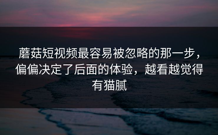 蘑菇短视频最容易被忽略的那一步，偏偏决定了后面的体验，越看越觉得有猫腻